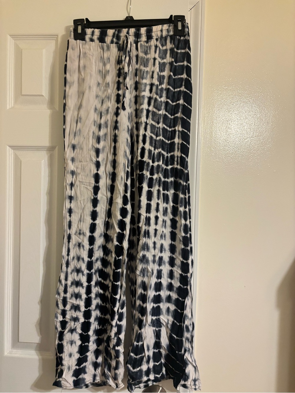 Tie-Dye Blue & White Wide-Leg Pants